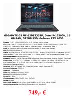 Gaming Laptop Gigabyte G5 MF-E2DE333SD Bayern - Bamberg Vorschau