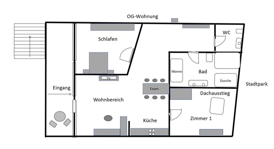 Moderne 3-Raumwohnung mit Klimaanlage und Dachterrasse in Bernburg (Saale)