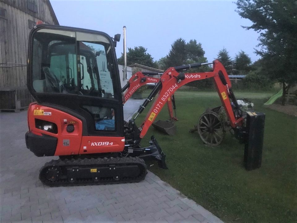 ✅ 2to Minibagger zu vermieten Kubota KX19-4 Straubing in Straubing