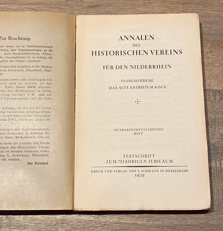 Annalen des historischen Vereins für den Niederrhein Festschrift in Solingen