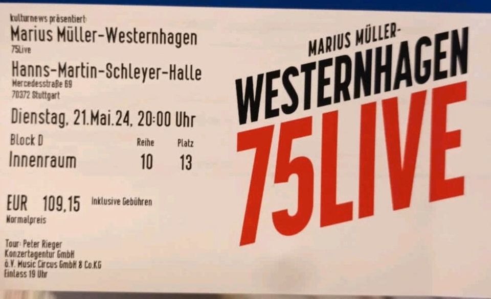 Westernhagen Tickets Stuttgart 2 x Innenraum in Stuttgart
