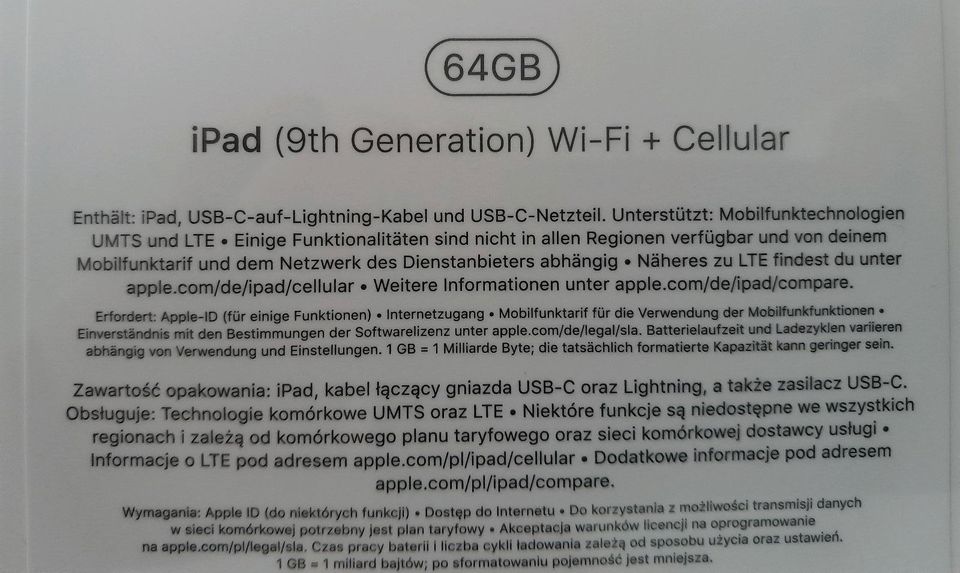 Apple iPad WiFi + Cellular, 9th Generation NEU in Dillingen (Donau)