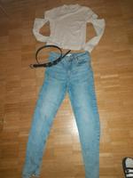 H&M.Jeans hoch geschnitten schmal Gr 40 Shirt beige und d Gürtel Bayern - Oberasbach Vorschau