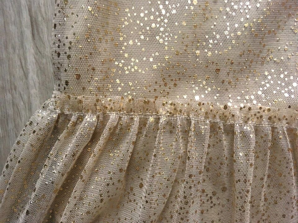 ZARA Tülkleid in Gold, Glitzer-Fäden, gefüttert, Gr. 164 in Witten