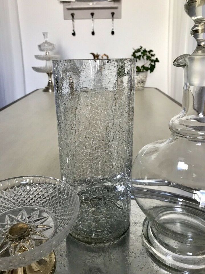 Alt Craquelèe-Glasvase Vase Kristallglas edel 29€* in Buseck