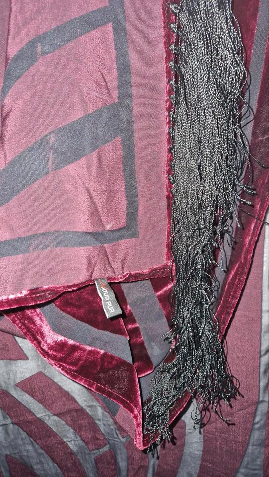 Festlicher Schal, Seide, Viscose, Fransen, dkl.rot,v.Natur pur in München