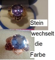 Ring 925 Silber vergoldet farbwechsler Stein + Granaten Größe 17 Baden-Württemberg - Kuchen Vorschau