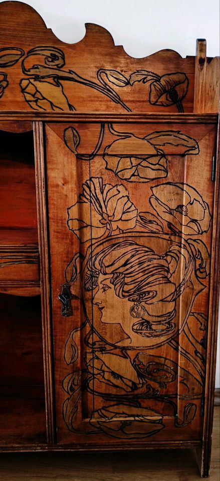 Antike Alfons Mucha Holz Kommode Sideboard Rarität *Festpreis* in Germering