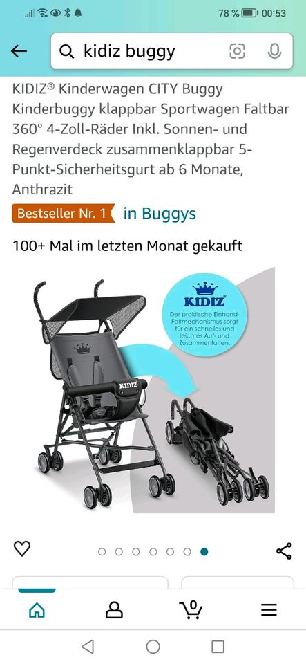 Kinderbuggy anthrazit und faltbaren (1x benutzt) in Dortmund