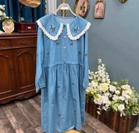 Langarm Jeanskleid Lolita Stickerei Blume blau elegant Buchholz-Kleefeld - Hannover Groß Buchholz Vorschau