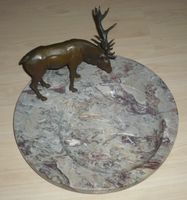 Bronze Figur - Steinschale mit Hirsch - Jagd - Rotwild Niedersachsen - Rinteln Vorschau