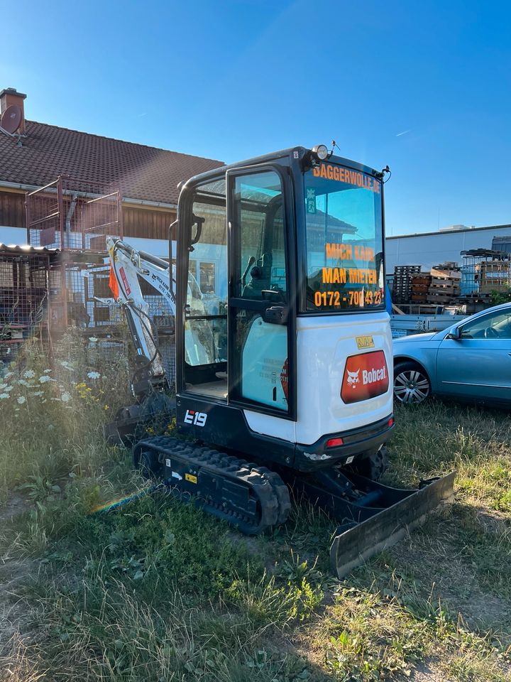 Bagger mieten (BOBCAT E19) seriös und zuverlässig in Darmstadt