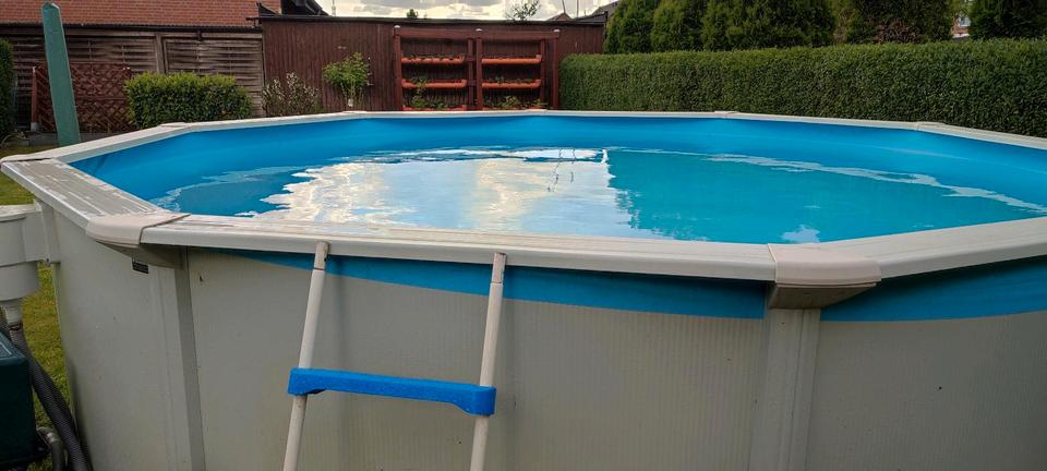 Stahlwandpool Steinbach 4,60 x 1,20 m Filteranlage, Saugroboter in Plate