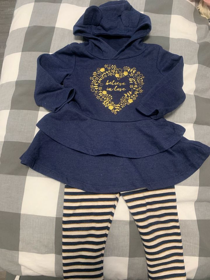 Baby set gr.74 pulloverkleid und leggings blau weiss in Gladbeck
