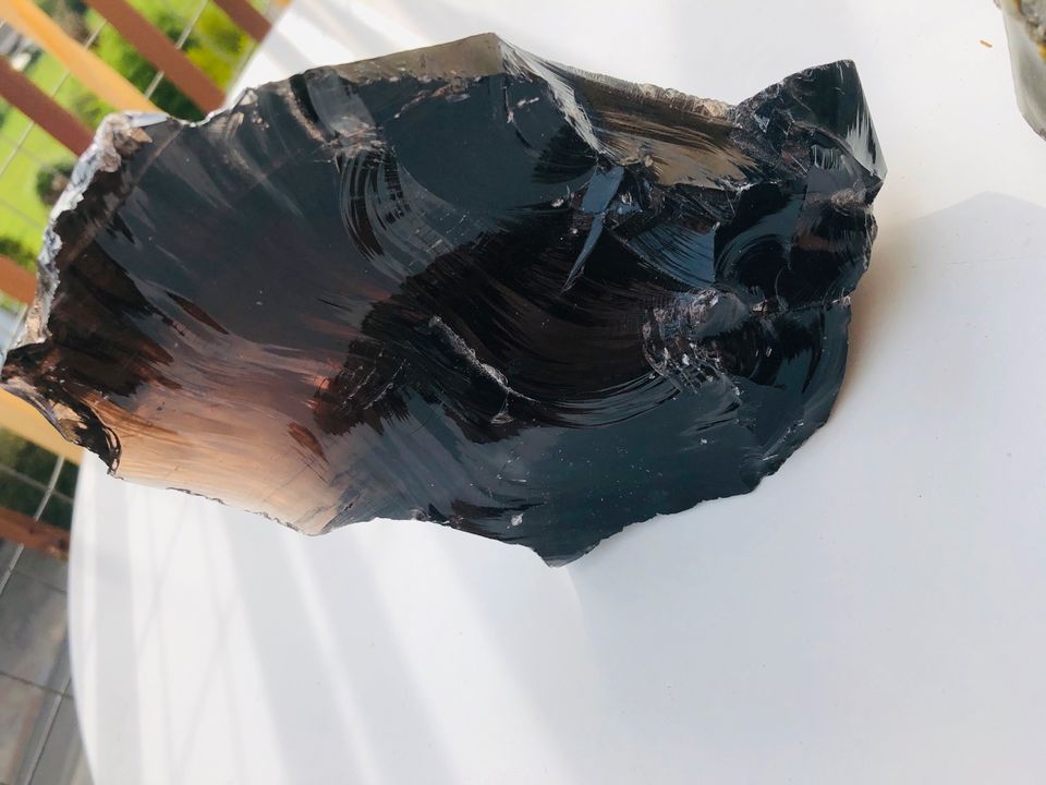 Obsidian Mineral 3 große Teile Top Stücke Regenbogen Gold schwarz in Hafenlohr