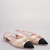 Chanel Satin Grosgrain Perlen Slingback Flats Pink/Schwarz 38 Feldmoching-Hasenbergl - Feldmoching Vorschau