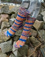 Selbstgestrickte Socken Gr. 40 aus handgefärbter Sockenwolle Bayern - Selb Vorschau