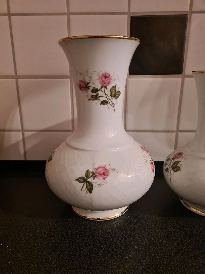 2x Porzellan Vase Seltmann Weiden Annabell rosa Rose in Bennin