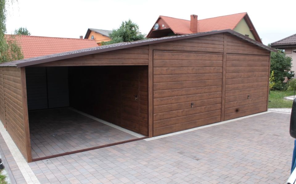 Doppelgarage blechgarage Carport Hozoptik 9x5x2,13 Lieferung in Freiburg im Breisgau