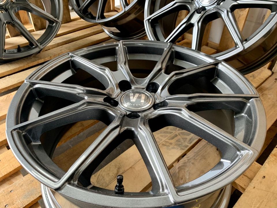 V1 Wheels V1 Felgen Alufelgen 19 Zoll Grau für Audi A4 8D B5 8E 8H B6 B7 QB6 B8 8K B9 F4 A5 B8 8K A6 4B 4F 4G S6 F2 Avant Allroad A7 4G A8 S8 4E 4H F8 Q2 GA Q3 8U F3 Q5 8R FY SQ5 TT RS 8J 8S S Line in Rodgau