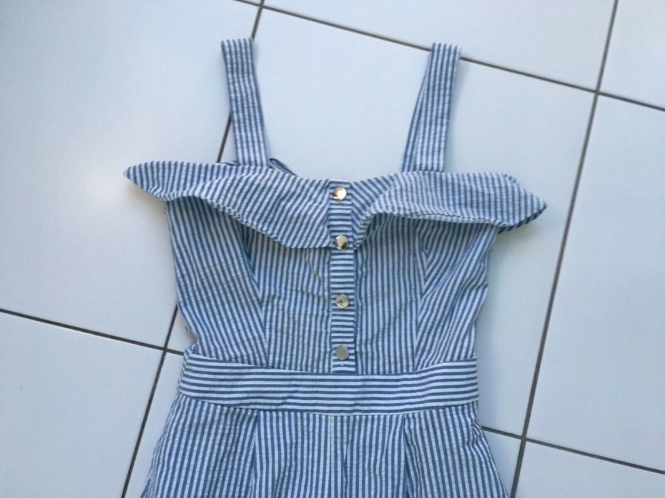 Zara Overall Marinestyle S weiß blau A-Linie Marlene Hose Jumpsui in Weil der Stadt