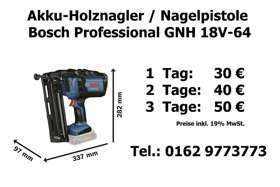 Miete / Vermietung Elektronagler Akkunagler Nagelpistole in Filderstadt