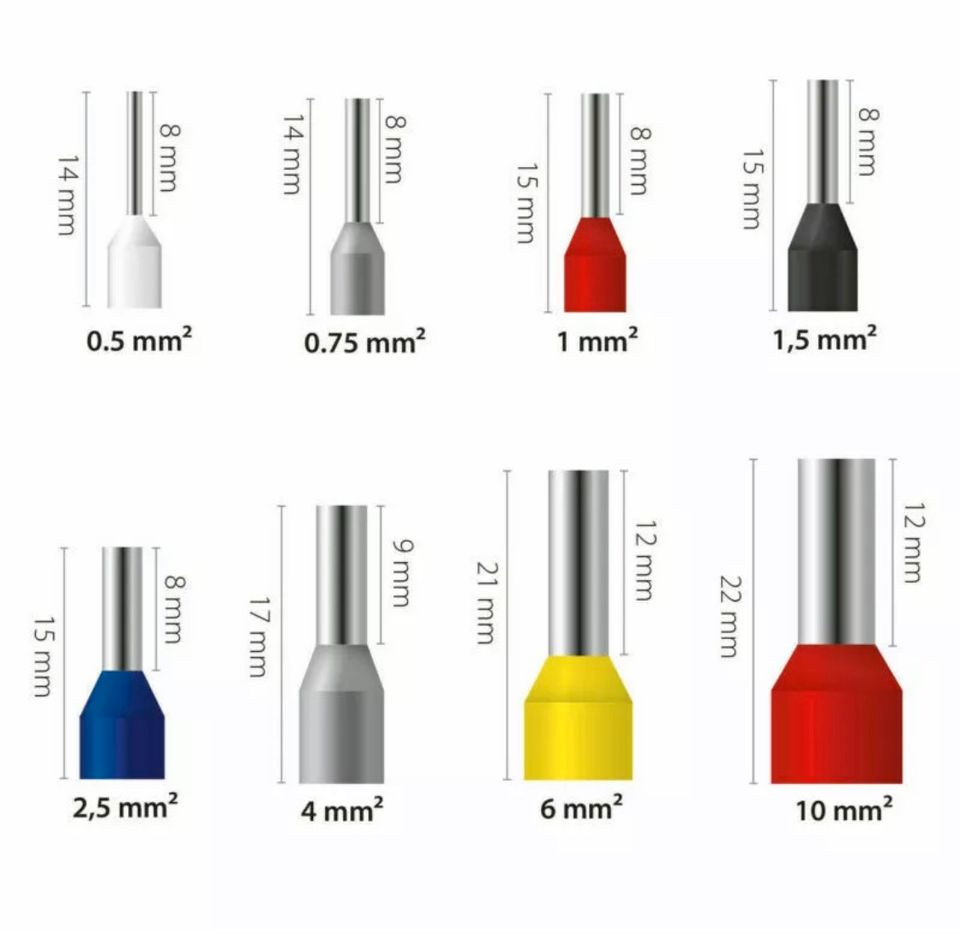 1200tlg Crimpzange Werkzeug Aderendhülsenzange Zange 0,25-10mm² in Bebra