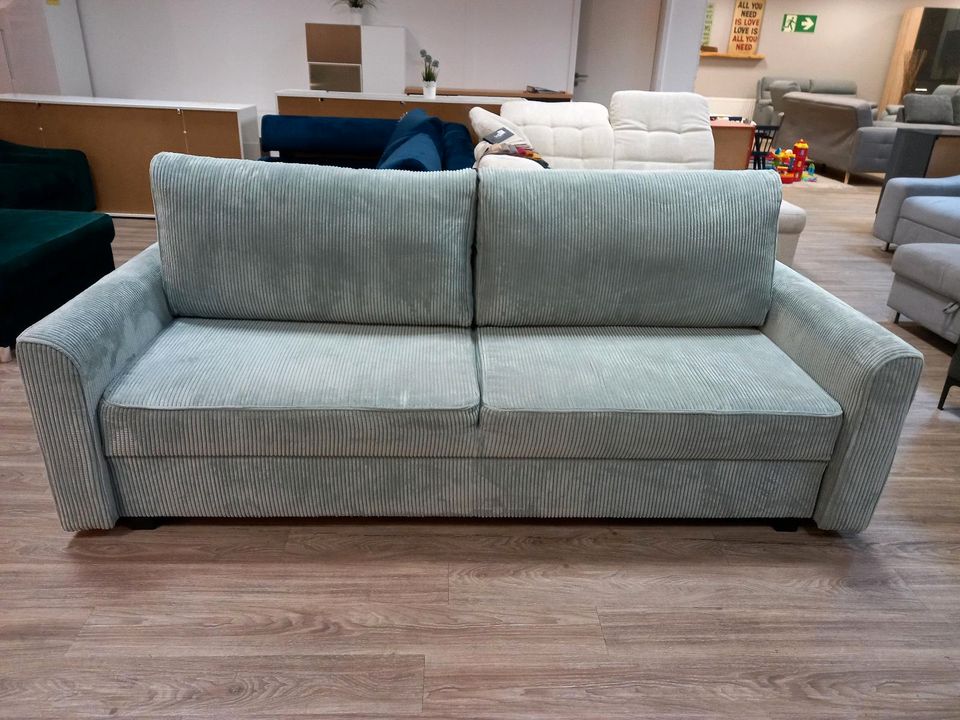 Schlafsofa Schlafcouch Couch Cord-Samt Mint in Düsseldorf