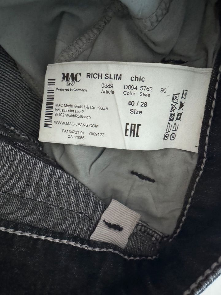 MAC Jeans Rich Slim  Chic Silber/Schwarz coated Gr. 40 in Gelsenkirchen