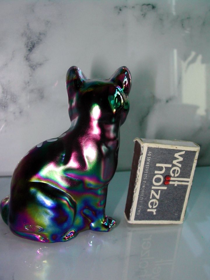 FENTON Glas Figur Katze irisierend handbemalt signiert Kelley.Top in Bad Mergentheim