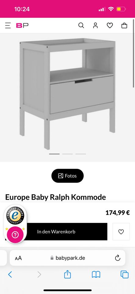 Europe Baby Ralph Kommode Mattgrau / Wickeltisch in Lienen