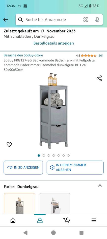 Badschrank  Bad Kommode Dunkelgrau in München