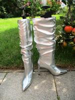 Silberne Schlupf Kniehöhe Stiefel mit Raffung Gr.36 Bayern - Gersthofen Vorschau