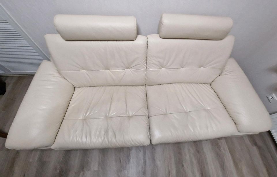 Echtleder Sofa Couch 1er Sessel und 2er hell *TOP in Idar-Oberstein