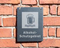 SCHIEFERTAFEL "ALKOHOLSCHUTZGEBIET" 20X25CM BIER SAUFEN Thüringen - Sonneberg Vorschau