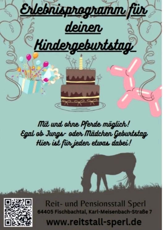 Erlebnisprogramm Kindergeburtstag! Pony reiten - Schatzsuche in Fischbachtal