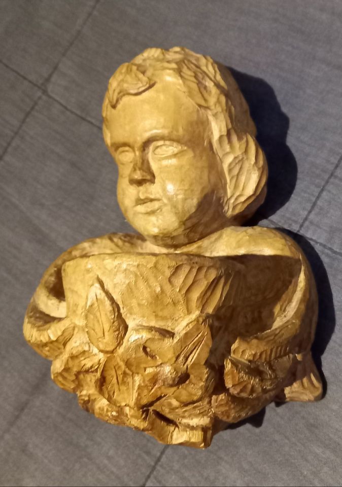 Barock Holz Figur Engel Putte Kirche  handarbeit Weihwasser Kerze in Stuttgart