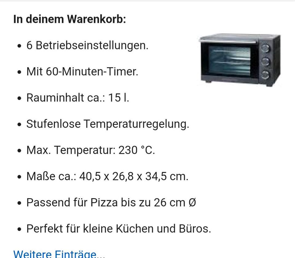 Ambiano Mini Backofen in Saarbrücken