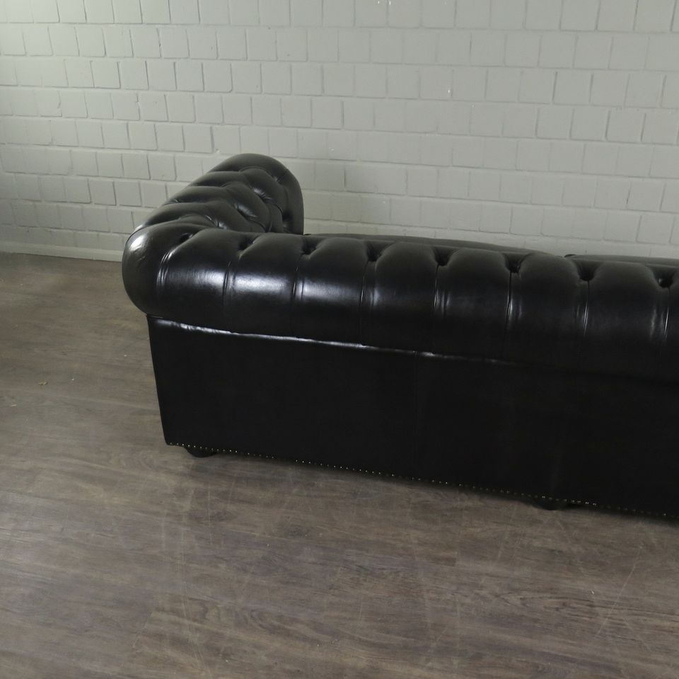 20913 Chesterfield Sofa Couch Leder Schwarz 2.40 m in München