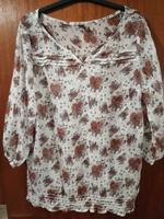 Bluse transparent M & S Mode Gr. 38 weiß gau rot Blumenmuster Nordrhein-Westfalen - Velbert Vorschau