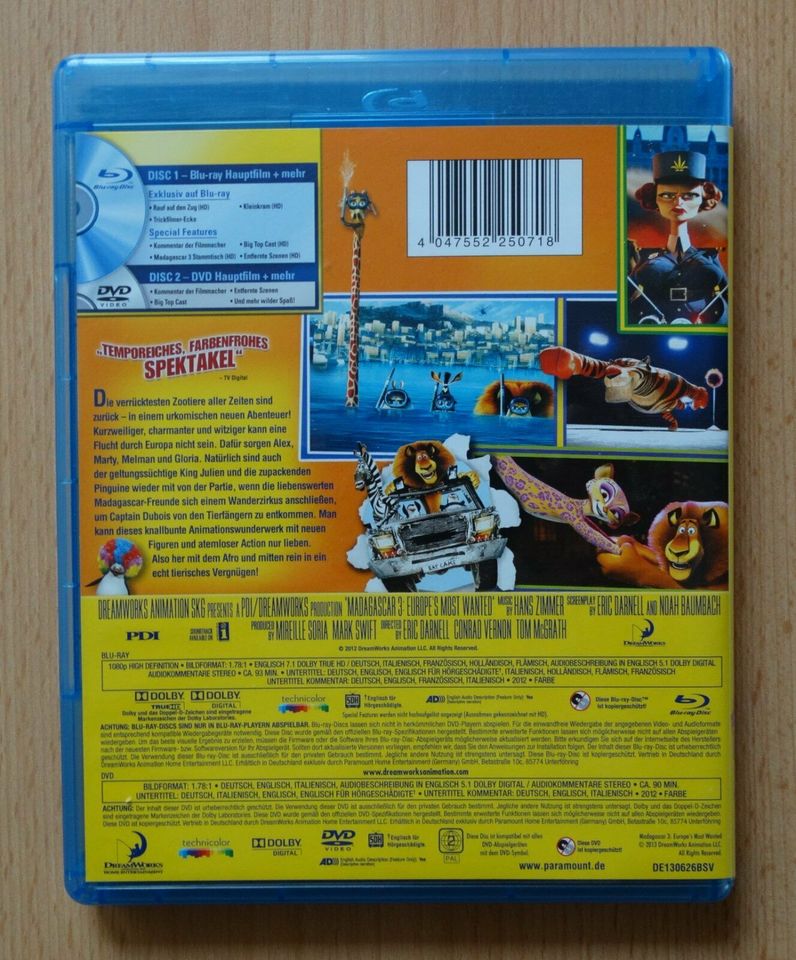 Madagascar 3 Blu-ray + DVD in Rüsselsheim