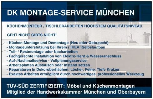 3500 € Monat KÜCHENMONTEURE & ALLROUNDER KEINE TRAGEARBEITEN in München