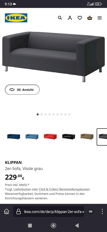 ♥️ Top Zustand♥️ IKEA Klippan 2er Sofa Couch♥️ Vissle Grau♥️ in Berlin