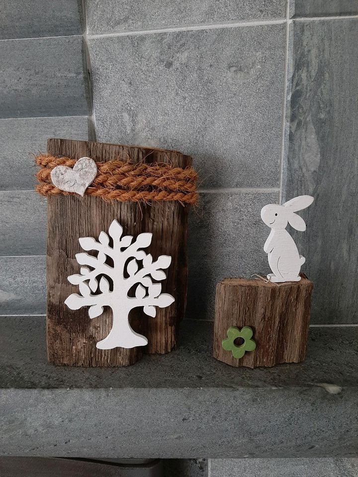 Holz deko Frühling Hase weiß HolzHighlights Dekoration Geschenk in Bruchhausen-Vilsen