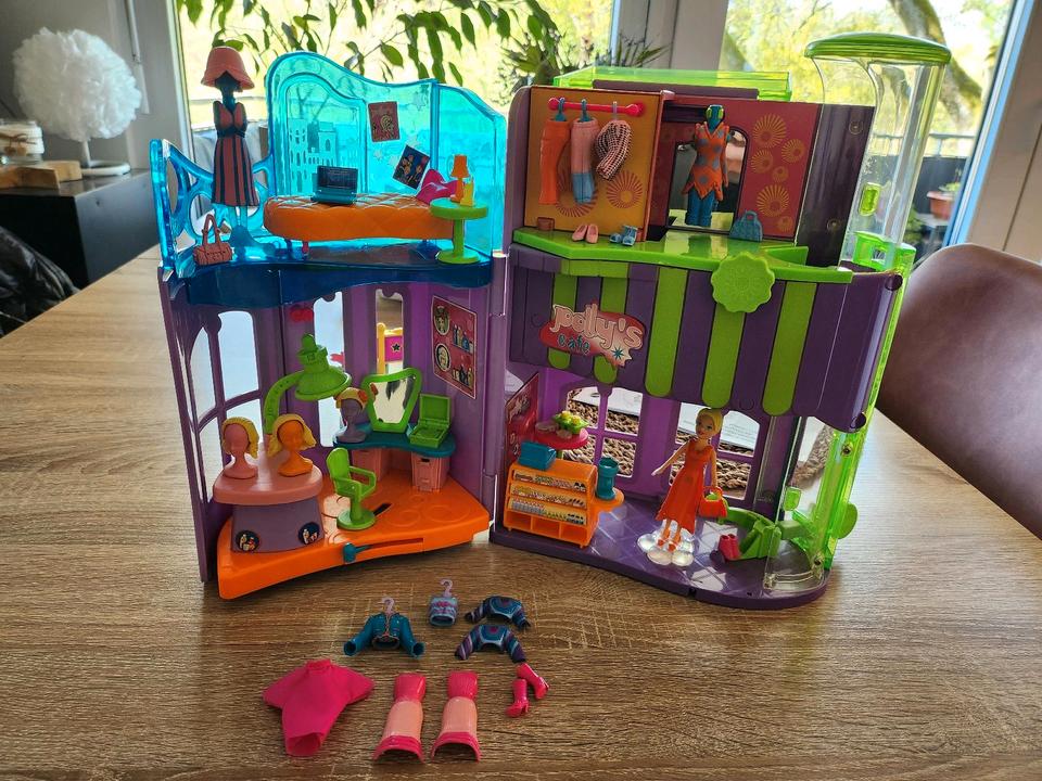 Originales Polly Pocket Apartment, Friseur, Cafe, mechanisch, Set in Hanau