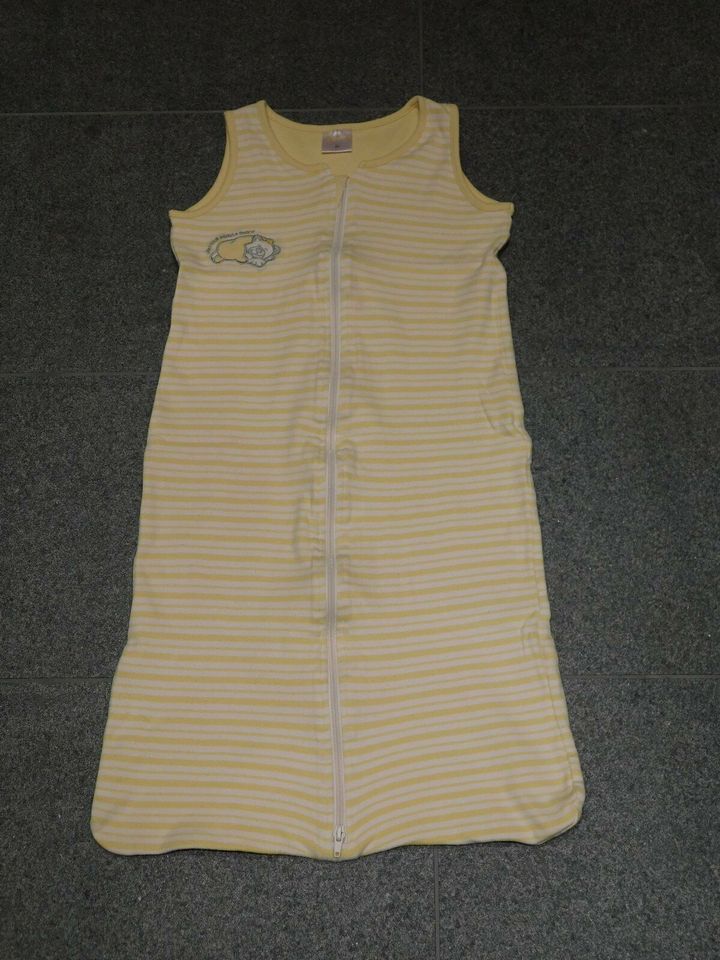 Schlafsack ohne Arm 90 cm gelb weiß gestreift guter Zustand in Haan