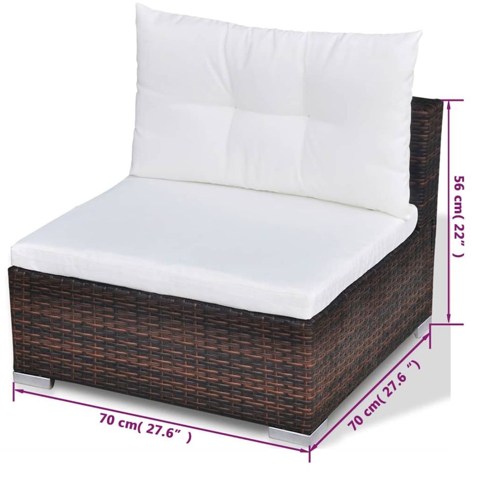 10-tlg. Garten-Lounge-Set mit Auflagen Poly Rattan versch. Farben in Helsa