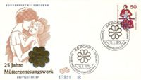 FDC Bund 831 – 25 Jahre Müttergenesungswerk Emblem Kind 15.1.1975 Nordrhein-Westfalen - Kamen Vorschau