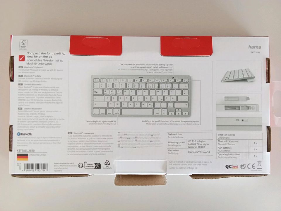 Hama Bluetooth Tastatur Kabellos klein silber neu tablet in Berlin