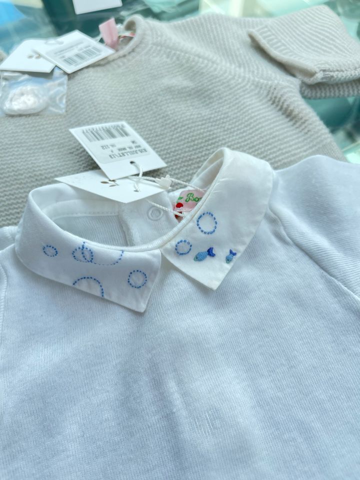 €480 Bonpoint Kaschmir Baby Set Overall Cashmere Taufe Fisch in Hamminkeln